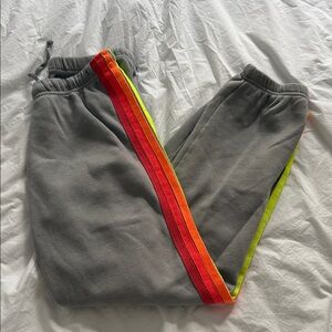 Aviator nation sweatpants size large with Rainbow Stripes
